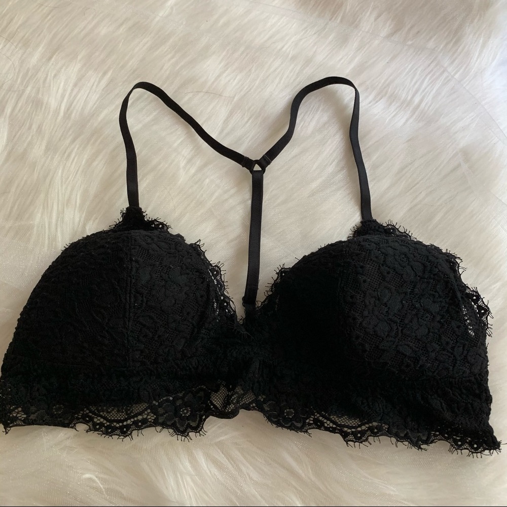 Aerie black padded lacy bralette